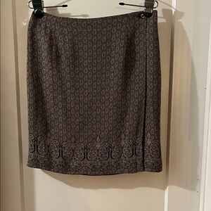 Talbots Brown Paisley-Border Pencil Skirt